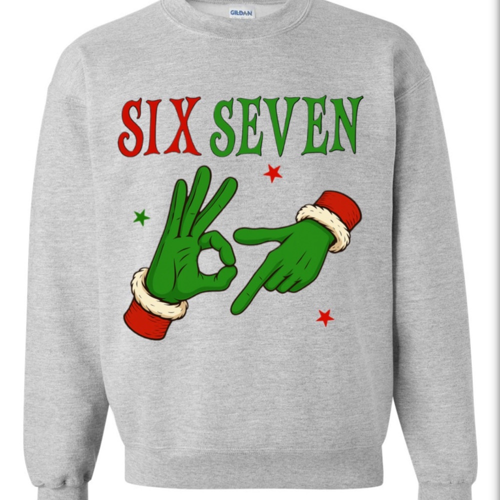 67 Gray Crewneck Holiday Crewneck sweater Finny Graphic size SMLXLXXLXXXL
